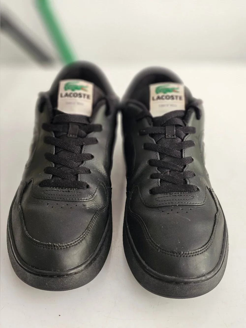 Lacoste Tennis Heritage Low Top Black Leather Sneakers Green Crocodile Mens 12